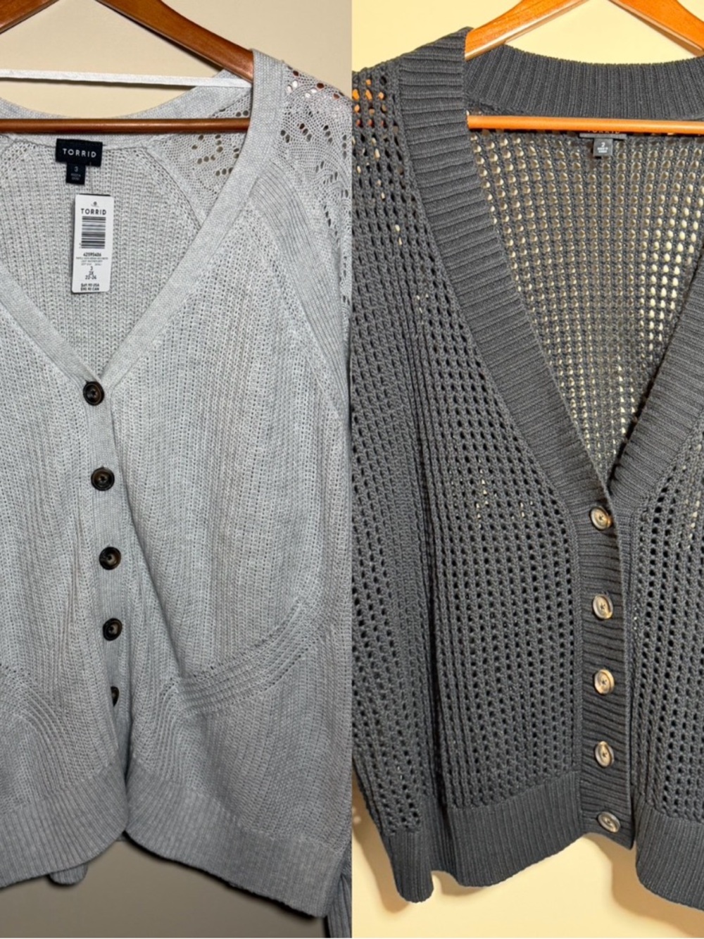 Torrid Cardigan Bundle Size 3 Open Knit Gray and Black Cardigan Sweaters